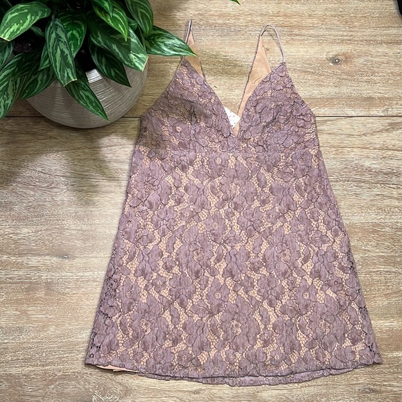 Free People Lavender Slip Velvet Cord Lace Mini Dress Dangerous Love Size 8 - Picture 6 of 10